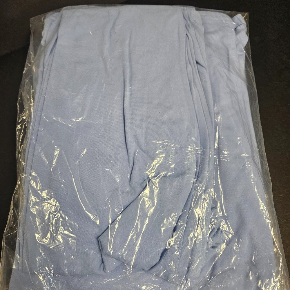 Zenana 2X Periwinkle rolled short sleeve shirt and leggings, style 57023